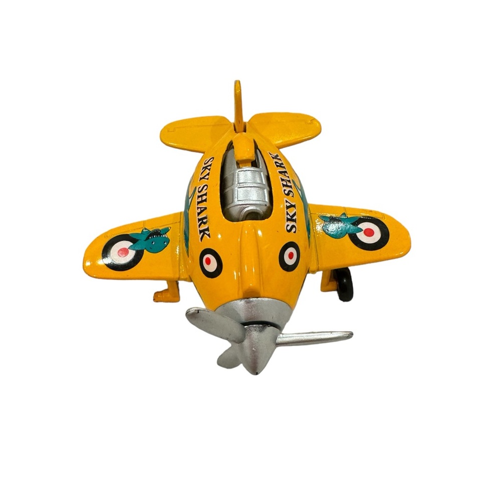 Pull Back Propeller Plane Toysmith Sky Shark Rare Yellow Toy Collectible
